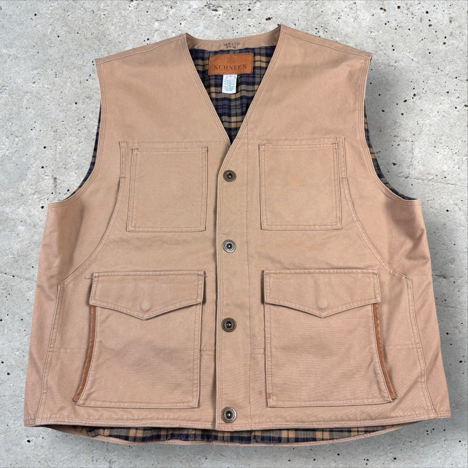 Schnee's Bozeman Mt Canvas Hunting Vest Xl Cotton Concealed Pockets Shooting